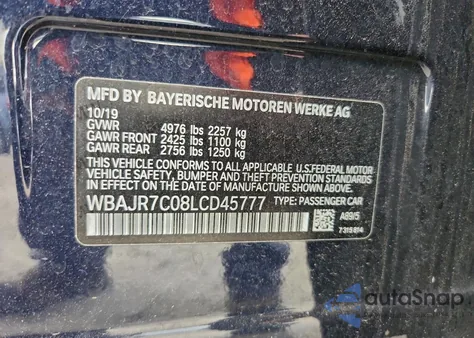 2020 BMW 530 Xi z USA, uszkodzony, nr VIN WBAJR7C08LCD45777